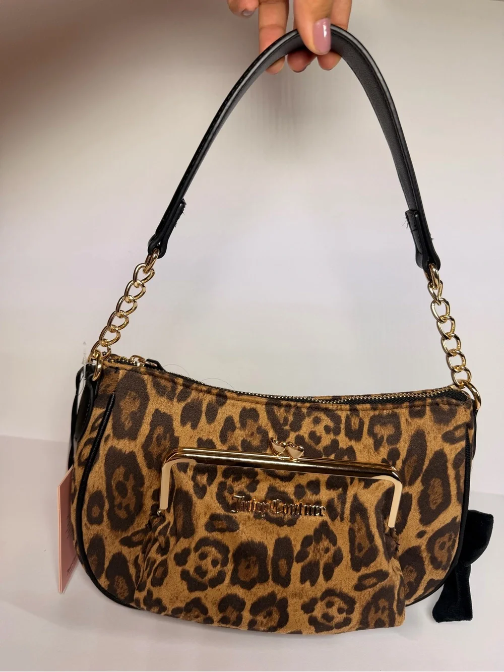 Juicy Couture Leopard-Print Shoulder Bag with Black Bow